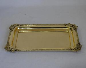 Plateau rectangulaire fantaisie en laiton Plateau de service en laiton poli Plateau et plat fantaisie en laiton de style moderne pour la maison et la cuisine - Product Image 4