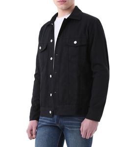 Veste en jean noir pour hommes/veste mode Jean/vestes en jean coton pour hommes avec col rabattu veste en jean noir uni - Product Image 1