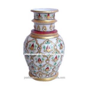 Vase à fleurs en marbre fait à la main, utilisé pour la décoration de la maison - Product Image 1