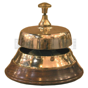 Campana de Mesa Náutica de Latón y Madera, Campana de Escritorio de Metal para Exteriores, Escuela, Bar, Recepción, Decoración Vintage para el Hogar y la Oficina - Product Image 2
