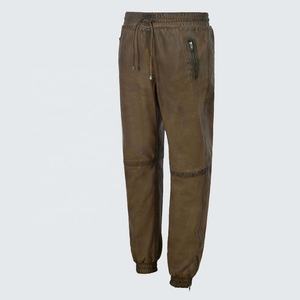 Pantalones de Hombre de Cuero Genuino Marrón Oscuro, Pantalones Deportivos de Piel de Cordero con Cordón Ajustable, Impermeables y Resistentes al Viento para Invierno - Product Image 4