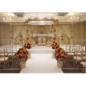 Mandap en bois rond pour mariage, cérémonie de mariage indienne à Londres, mandap en bois de qualité, décoration de mariage indienne céleste, États-Unis - Product Image 1
