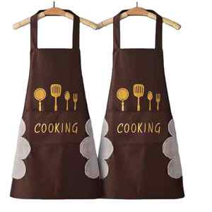 Tablier de cuisine rose personnalisable en coton imprimé de logo conception de cape de coiffure réglable et imperméable à l'eau de vente chaude - Product Image 1