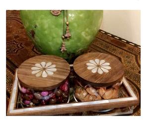 Plateau de service rectangulaire fait main de meilleure conception Plateau décoratif en bois créatif Plateau artisanal en nacre avec finition laquée - Product Image 1