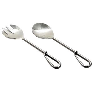 Ensemble de cuillère et fourchette à salade de couverts de haute qualité avec longue poignée ronde mince poignée en spirale forgée ensemble rapide - Product Image 1