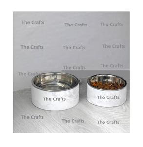 Ensemble de deux bols pour chien en acier inoxydable et marbre écologiques de tailles différentes pour une utilisation en intérieur et en extérieur à bon prix - Product Image 1