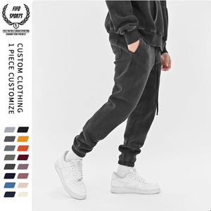 Pantalones deportivos informales para hombre, pantalones de chándal ligeros lavados oscuros, bordados, rectos medios, holgados, para entrenamientos de gimnasio, deportes al aire libre - Product Image 5
