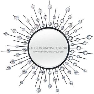 โลหะ Sunburst ผนังกระจกการออกแบบที่หรูหราที่ขายดีที่สุดผนังกระจกสำหรับโรงแรมและห้องนอนตกแต่งผนัง - Product Image 1