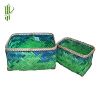 Panier à linge en bambou écologique nature simple, boîtes de rangement tissées rectangulaires et paniers de rangement en paille cuisine, plusieurs tailles, nouveauté
