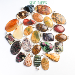 Wholesale Large Vintage Crystal Gemstone Statement Pendants <b>Necklace</b> Gold-Plated Women's Assorted Bezel Set Free Size Christian - Product Image 3