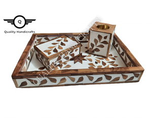 Wholesale Quality Handicrafts Custom-Size Epoxy <b>Resin</b> River Mango Wood Serving Tray Bone Pearl Mother <b>Pine</b> Metal Handle Hotels - Product Image 6