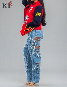 KEVEN IMPEX Jeans de Mezclilla Teñida Lisa con Botones Personalizados, Cintura Media, Corte Recto, Pantalones Casuales Transpirables de Secado Rápido - Product Image 4