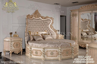 Ensemble de chambre à coucher et lit rond Queen Size Royal Carving, en teck fantaisie, meubles de chambre modernes et luxueux à prix raisonnables