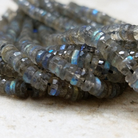 Perles de pierre naturelle de labradorite grise facettées en forme de pneu Heishi de 5 mm et 7 mm, certifiées IGI, nouées à la main, pour bijoux perlés 2026
