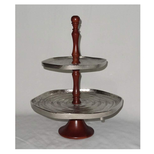 Serveur de gâteau à 2 niveaux de haute qualité serveur de gâteau polyvalent pour la décoration de mariage et de fête plateaux à gâteaux en métal en plusieurs couleurs - Product Image 2