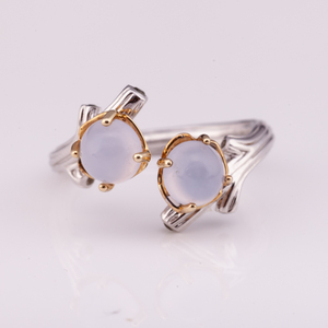 แหวน925เงินปรับได้ชุบโรเดียมสไตล์วินเทจพร้อมคาลซิโดนีธรรมชาติคุณภาพสูงจากผู้ผลิตในประเทศไทยสำหรับงานปาร์ตี้ - Product Image 5