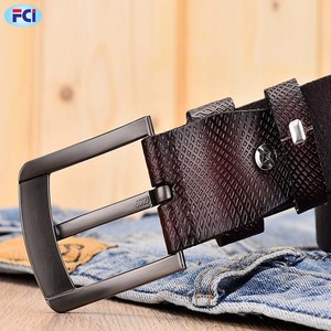 Ceinture décontractée de haute qualité pour hommes en cuir véritable avec épingle en relief en maille pour boucle et alliage pour la mode de boucle - Product Image 4