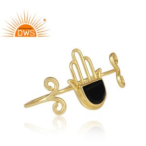 สีดำนิลพลอยแหวนสนับมือสำหรับผู้หญิงเครื่องประดับผู้ผลิต925เงิน Hamas มือนิ้วคู่เครื่องประดับผู้ค้าส่ง - Product Image 3