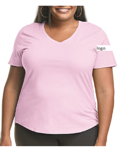 Camiseta de manga corta con cuello en V para mujer, 100% algodón, ropa de lavado a máquina importada, gran oferta, venta al por mayor - Product Image 1