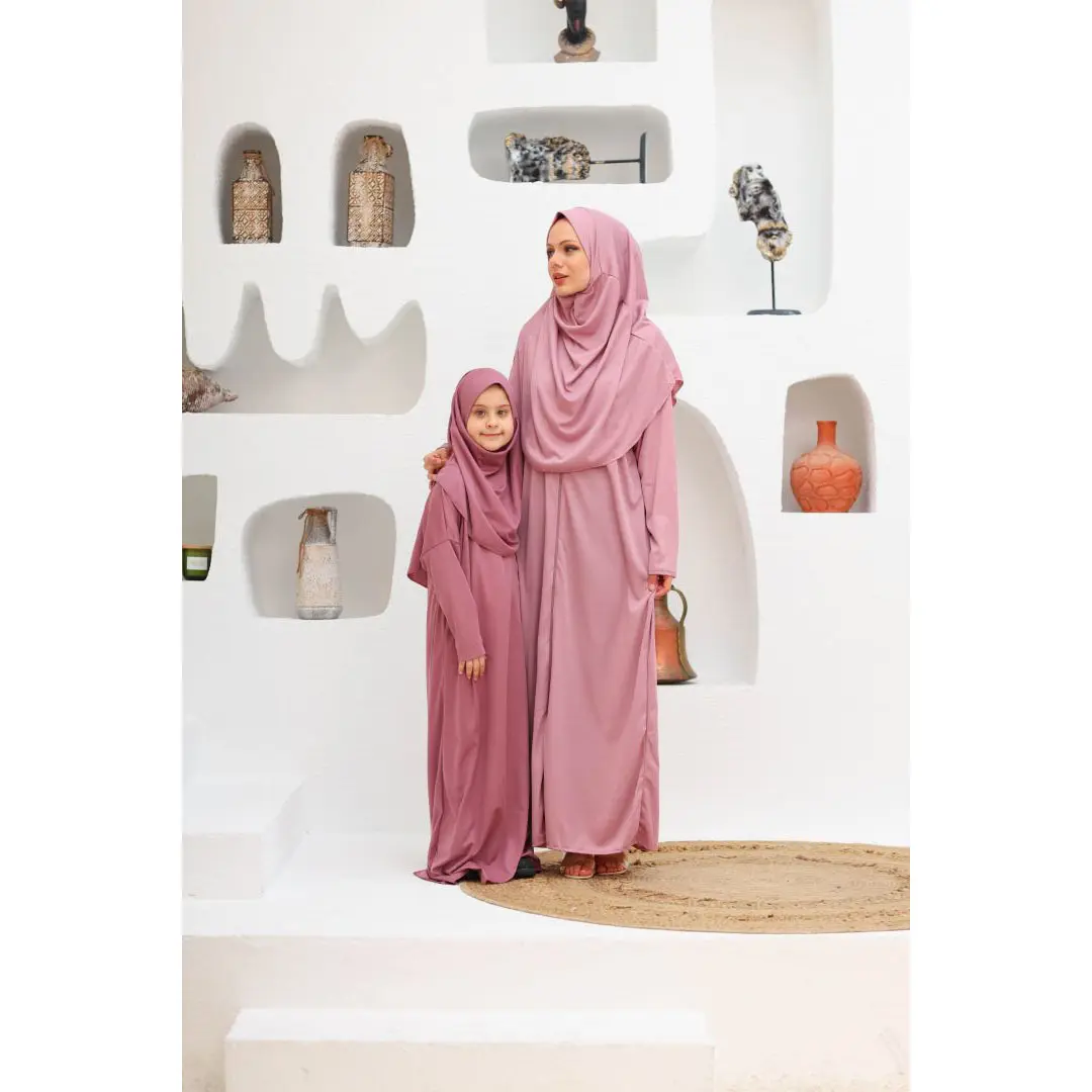 기도 럭셔리 브랜드 새로운 고품질 unprinted 기도 드레스 이슬람 Hijab 여성과 어린이 Abaya 세트