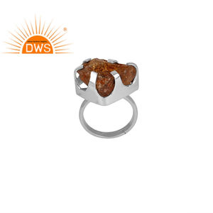 แหวนซีทรินอัญมณีไม่เจียระไนแบบไม่เจียระไน,ชุดแหวนเงินแท้92.5ชุด6แฉกสำหรับใช้เป็นของขวัญเดือนพฤศจิกายนเครื่องประดับแหวนราคาส่ง - Product Image 1