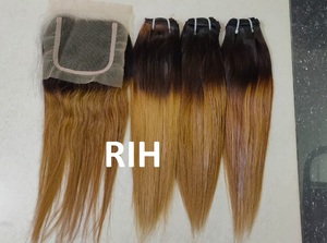 Mèches naturelles brésiliennes, cheveux vierges, lisses, ombrés 1B/30, 8 à 24 pouces, Extension capillaire - Product Image 2