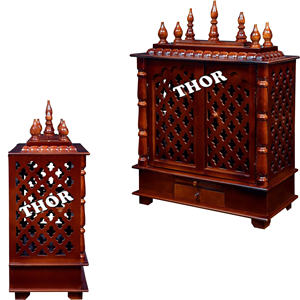งานไม้ตกแต่งบ้านทำจากไม้ Mandir Pooja Room งานหัตถกรรมสีน้ำตาลขัดดีไซน์วัด Pooja Ghar - Product Image 4