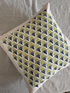 Floral Hand Block Print Cotton Linen Decorative Boho <b>40</b> <b>X</b> 40CM Square <b>Cushion</b> <b>Cover</b> - Product Image 4