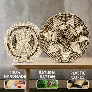Handmade Woven <b>Wall</b> Art <b>Decoration</b> Seagrass Baskets Hanging <b>Plates</b> - Product Image 4