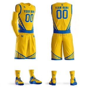 Ensemble de maillots de basket-ball réversibles sublimés avec logo personnalisé, sans manches, en mesh, uniforme de basket-ball, shorts à cordon de serrage, haute qualité, en gros - Product Image 3