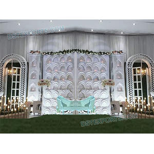 Décorations de mariage anglaises tendance, dernières nouveautés : Panneau mural à bougies en fibre, toile de fond de mariage arabe avec cadre à bougies en fibre, Australie - Product Image 1