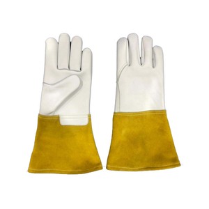 PK 2023 gants de soudage Tig paume grain blanc cuir et dos ensemble croûte de cuir de vache passepoil inférieur - Product Image 6
