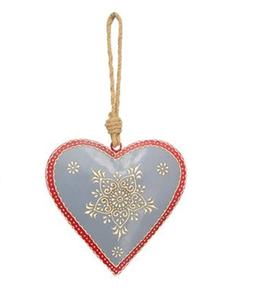 <b>Heart</b> Metal Ornament with Hanging Rope - Product Image 1
