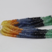 Fil de perles facettées rondes de 3 mm en rubis, émeraudes et saphirs naturels multicolores pour la fabrication de bijoux – Fournisseur tendance