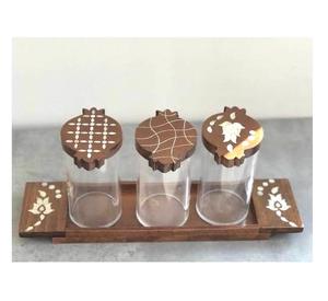 Plateau de service rectangulaire en bois laqué avec coquille de nacre, design créatif, boîte en acrylique, certifié EPCH, personnalisable - Product Image 1