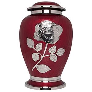 Urna de cremación de latón de estilo americano hecha a mano, decoración de cenizas conmemorativas de madera con estampado de rosas, suministros funerarios coloridos para adultos - Product Image 2