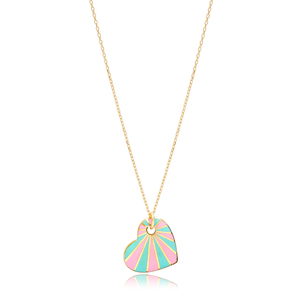 Pendentif en émail rose Turquoise, bijou en forme de cœur, fait à la main, Sterling 925, offre spéciale - Product Image 1