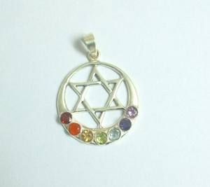 Pendentif Chakra, lune et étoile, argent 925, 925, meilleure promo, vente en gros - Product Image 1