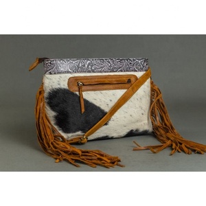 LW Custom Women's Genuine Leather Western Style <b>Shoulder</b> Bag <b>Sling</b> Cross Body with Feather Fringe Assorted Colors Ladies Purse - Product Image 3