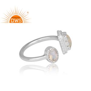 Opale Éthiopienne naturelle Et Arc-En-Ciel Pierre de Lune Anneau de Pierres Précieuses Bijoux Fine 925 Bague Ouverte En Argent Sterling Bijoux - Product Image 3