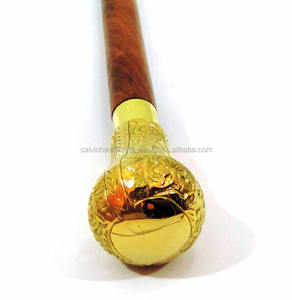 Bastón de madera rosa de latón antiguo con cabeza tallada dorada hermoso diseño CHWKS35059 regalo novedoso - Product Image 5