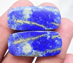 Boucles d'oreilles Lapis Lazuli et œil de tigre, coréennes, tendance, - Product Image 5