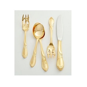 Ensemble de couverts de qualité supérieure en acier inoxydable, trois pièces, couleur argent et or, ustensiles de cuisine à prix bas - Product Image 5