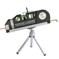 Niveau laser professionnel 3-en-1 avec mini trépied portable et règle de mesure à lignes croisées de 2,4 m pour nivellement