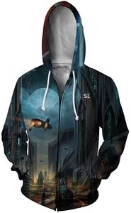 Sweat à capuche épaisse unisexe, en molleton de coton 100%, robuste, avec fermeture éclair, logo imprimé sur mesure, grande taille - Product Image 6