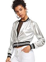 Blouson Bomber Léger et Brillant pour Femme à Col Montant, Fermeture Éclair, Imperméable et Respirant, Coupe Ample Estivale