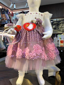 Robe fantaisie occidentale pour petite fille, avec bordure florale, tenue de fête, bandeau, nouvelle collection - Product Image 2