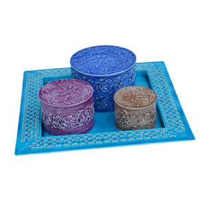 Boîte de rangement de bijoux de dames de forme arrondie colorée avec boîte à bijoux de conception de finition multicolore de qualité fraîche - Product Image 4