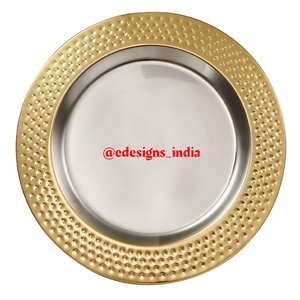 จานที่ชาร์จแบบทุบทำจากโลหะรูปทรงกลมสำหรับโต๊ะในบ้านโรงแรมจานโลหะใต้จานมาใหม่ - Product Image 5