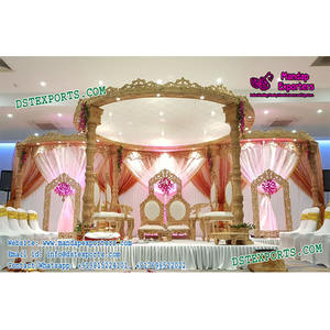 Ceremonia de boda hindú Aspecto de madera Fibra Mandap Boda increíble Mandap Tradicional India Mandap Decoración EE. UU. - Product Image 1